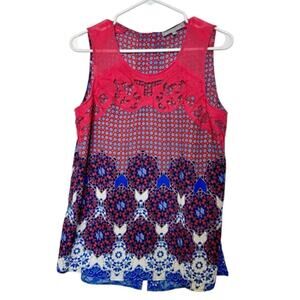 Daniel Rainn Floral Lace Business Casual Feminine Sleeveless Blouse Tank M